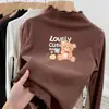 Camiseta térmica de forro polar para niña, cuello semi-alto, Otoño Invierno, Ropa interior cálida para niños, Top elegante para niña con cuello con volantes
