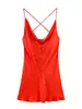 Ropa de Mujer 2026 Verano Nuevo Estilo Europeo y Americano Cuello Drapé Lunares Tirantes Textura de Satén de Seda Mini Vestido Sexy para Mujer