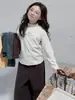 Camiseta Base de Manga Larga Versátil de Terciopelo Alemán Doble Cara para Niñas, Otoño/Invierno 2026, Cuatro Colores, Cuello Semi-Alto, Ropa Interior para Niños Medianos y Mayores, Moderna