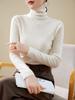 [Hengjia Qzl] Suéter de Punto con Cuello Alto Incrustado de Diamantes Manga Larga para Mujer Otoño 2025 Nuevo Aspecto Adelgazante Top Interior de Lana