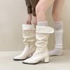 Botas Largas de Estilo Vintage para Mujer, Puntiagudas, Fruncidas y Tachonadas, Nuevas de Moda Versátiles para Otoño/Invierno 2025, Botas de Monta
