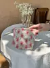 Bolsa de Maquillaje Tejida con Colores Frescos y Simples Estilo Xiaohongshu, Bolsa de Almacenamiento Grande para Cuidado de la Piel de Viaje, Bolsa de Maquillaje Portátil