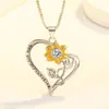 Collar con colgante de girasol de flores transfronterizo, girasol con doble inscripción YOU ARE MY SUNSHINE