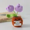 Flor de Tricô de Energia Positiva Transfronteiriça Planta em Vaso Produto Acabado Fio de Lã Flor de Simulação Ornamento de Mesa Boneca de Cartão de Mão