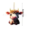 Decoraciones Navideñas Transfronterizas, Decoraciones para Árbol, Vacas de Dibujos Animados Acrílicas, Adornos Colgantes Acrílicos, Colgantes para el Interior del Coche