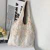 Bolsa de lona bordada, bolsa de compras de malla, bolso de mano de foto callejera de clase de viaje para estudiantes de literatura y arte de verano, una generación de cabello