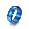 Fornecimento transfronteiriço anel masculino de aço titânio rotativo de superfície em arco azul escuro preto brilhante anel hipster de descompressão rotativo pulseira