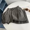 Pantalones de Lino a Rayas Verticales Retro de Pierna Ancha 2026 Verano Adelgazantes Caídos Casual Elástico de Cintura Alta Rectos Cortos Modernos