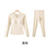 Conjunto de Ropa Interior Térmica de Encaje para Otoño e Invierno para Mujer con Copas de Sujetador Integradas, Ropa Interior de Manga Larga Generadora de Calor, Capa Base de Corte Ajustado para Uso Interior y Exterior