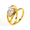Anel de Aço Inoxidável com Design Irregular em Forma de Gota de Diamante, Inspirado em Estilo Francês, Único, para Mulheres, Anel Versátil da Moda em Aço Titânio Atacado
