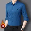Camisa Forrada de Lana para Hombre 2024 Otoño e Invierno Nueva Solapa Sin Marcas Camisa Z Top de Negocios para Hombre de Mediana Edad
