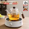 Tetera de Vidrio de Gran Capacidad con Mango de Madera y Boca Larga para Hervir 2024 Nuevo Juego de Té para el Hogar a Juego con Estufa Eléctrica de Cerámica Traje Juego de Té