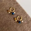 Novos Brincos de Contas Coloridos Estilo Chinês Maillard Pedra Olho de Tigre Pingente de Pérola Brincos com Franja Acessórios Outono e Inverno