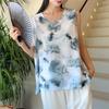 Chaleco de Algodón y Seda de Hombro Ancho para Verano Ropa Interior para Mujer Pijamas Ropa para el Hogar talla grande Holgado Algodón Artificial Floral Tirante Fino