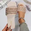 Sandalias Planas Elegantes Versátiles de Nuevo Estilo para Mujer Verano 2026 con Punta Cuadrada, Lentejuelas y Perlas