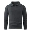 2026 Transfronterizo Hombres Otoño/Invierno Nuevo Estilo Perezoso Color Sólido Cuello Revertido Suéter Jersey Tejido Talla Grande Camisa Base Casual