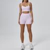 Sujetador deportivo de alta elasticidad con contraste y tirantes para realce de cadera, pantalones de trompeta para fitness, traje deportivo de yoga
