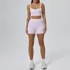 Pantalones de yoga sin costuras de verano de bloqueo de color transfronterizos de cintura alta ajustados para mujer, pantalones de fitness de tres cuartos con realce de glúteos color durazno