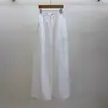 Calça casual branca de verão versátil e solta para mulheres, calça cropped branca reta de algodão puro de cintura alta e perna larga, cor sólida