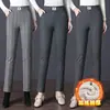 8117 Leggings a cuadros y a rayas con forro polar de invierno pantalones para mujer de mediana edad y mayores talla grande elásticos para exteriores ajustados tipo bota