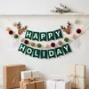 Exclusivo para ventas transfronterizas: Guirnalda de fieltro navideña con renos, copos de nieve, cuentas de madera, banderines con letras, pancarta, decoración para chimenea, envío OEM disponible