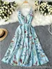 Vestido de tirantes ajustado con estampado de flores coloridas personalizado TEMU AliExpress transfronterizo