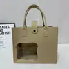 2026 Nuevo Bolso de Mano de Fieltro de PVC Transparente Bolso de Regalo Hueco de Fieltro Bolso Tote de Compras Logo de Bolso de Fieltro