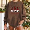 Feliz Navidad Navideño Cuello Redondo Manga Larga Hombro Suéter para Mujer Impreso Navideño Europeo y Americano Talla Grande Suéter