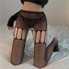 Malla Sexy Caliente con Perforaciones Estilo Hong Kong JK Medias de Malla Delgadas con Diamantes Huecos Spice Girls Pantalón de una Pieza con Tirantes Negros