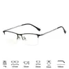 Armazón de Gafas Cuadrado de Media Montura de Aleación de Titanio Ultraligero para Hombre, Estilo de Negocios, Gafas Ópticas Elegantes, Armazón de Gafas para Miopía con Filtro de Luz Azul