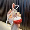 Llavero colgante creativo de manzana simulada con cuentas, lindo accesorio pequeño estilo Ins para llavero de bolsa de coche de pareja