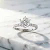 Anillo Tonglin Clásico de Plata de Ley con Zircón de Seis Garras, Anillo Sencillo y de Moda de Plata de Ley S925 para Mujer, Anillo de Compromiso y Propuesta para Mujer