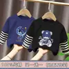 Camiseta de niño con patchwork de rayas, manga larga, primavera y otoño, algodón puro, top casual para niños, camiseta básica, ropa de otoño, corte holgado