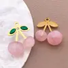 Acero Inoxidable 3D Estéreo Cereza Fresa Rosa Colgante Pequeño Colgante DIY Collar Pulsera Pendientes Accesorios de Joyería