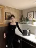 Vestido de Patchwork con Encaje Contrastante y Botones, Cuello Cuadrado, Estilo Socialité Francés para Mujer, Otoño e Invierno, Ceñido a la Cintura, Ajustado a la Cadera, Largo Medio Tipo Cola de Pez