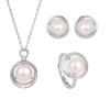 Collar de perlas barrocas transfronterizo europeo y americano para mujer, aretes de botón y anillo de plata esterlina s925 chapado en oro de 18 quilates, juego de joyas de tres piezas