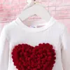 Conjunto de Roupa Infantil Novo Mais Vendido na Fronteira, Estilo Europeu e Americano, Conjunto de Duas Peças com Top de Manga Bufante em Forma de Coração com Laço e Saia Curta para Meninas