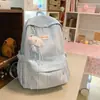 Mochila de Textura Burbuja Rosa Melocotón con Niebla Suave, Estilo Francés Suave, Dulce Bolso Escolar para Niñas para Compras, Viajes y Estudiantes
