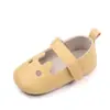 Sapatos de couro para bebês meninas, novos, com boca rasa, velcro, com solado de borracha, BZ3035