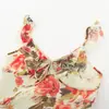 Camisola sexy estilo vacacional con cuello en V, volantes y amarre, estampada, nuevo top de verano ajustado para chica popular