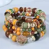 Pulseira de borla de coração de cristal elástico multicamadas joias europeias e americanas transfronteiriças estilo étnico retrô boêmio pulseira feminina