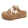 Elegantes Nuevos Versátiles Zapatos de Mujer para Moda de Primavera Mocasines Cerrados 2026 Pantuflas de Vestir Suela Gruesa Color Castaño
