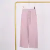 Calça Longa Feminina Lulu de Cintura Alta Solta Emagrecedora para Yoga Esportes Fitness com Sensação de Pele e Cordão