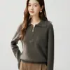 Bai Cai Rong Malha de Manga Longa Outono/Inverno Moda Tendência Top Peça Externa Peça Interna 2026 Nova Moda Suéter com Gola Polo