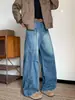 Jeans Azules Curvos Estilo Retro Americano para Hombre Primavera y Otoño Marca de Moda Scoundrel Frescos Casuales Pierna Recta Holgada Pantalones de Pierna Ancha para Hombre