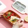 Lancheira Simples Dividida para Estudantes em Estilo Japonês Trabalhador de Escritório Lancheira Portátil Aquecível em Micro-ondas Selada com Talheres