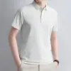 Camisa polo de manga curta com gola para homens, sensação refrescante de verão, business casual, antibacteriana 10A, resistente a rugas, camiseta de seda gelada sem costura