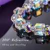 Pulseira Cristal Pedra de Transferência Popular Quadrada Transfronteiriça Moda Feminina Joias Elegantes Pulseira Cor Aurora AB Atacado