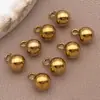 Pingente de Pedra Redonda Sólida Dourada em Aço Inoxidável com Argola, Acessórios para Pulseira, Colar, Brinco Feito à Mão DIY