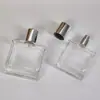 Botella dispensadora de perfume de 30 ml Botella de perfume de alta gama de 50 ml Tapa plateada de rosca Botella de perfume Botella de muestra de perfume de marca reconocida